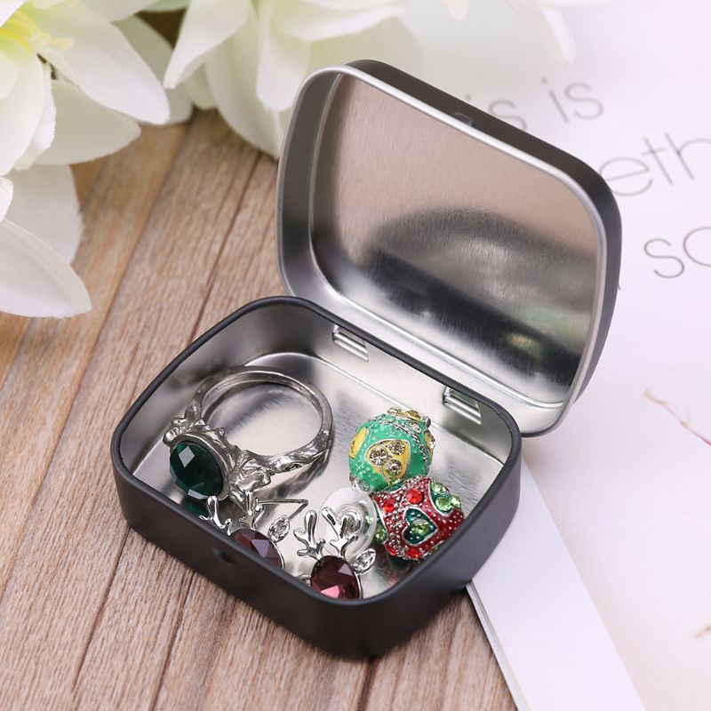 ✿ Hộp Thiếc Nắp Lật Hình Chữ Nhật Rỗng Đựng Kềm Cắt Móng Tay