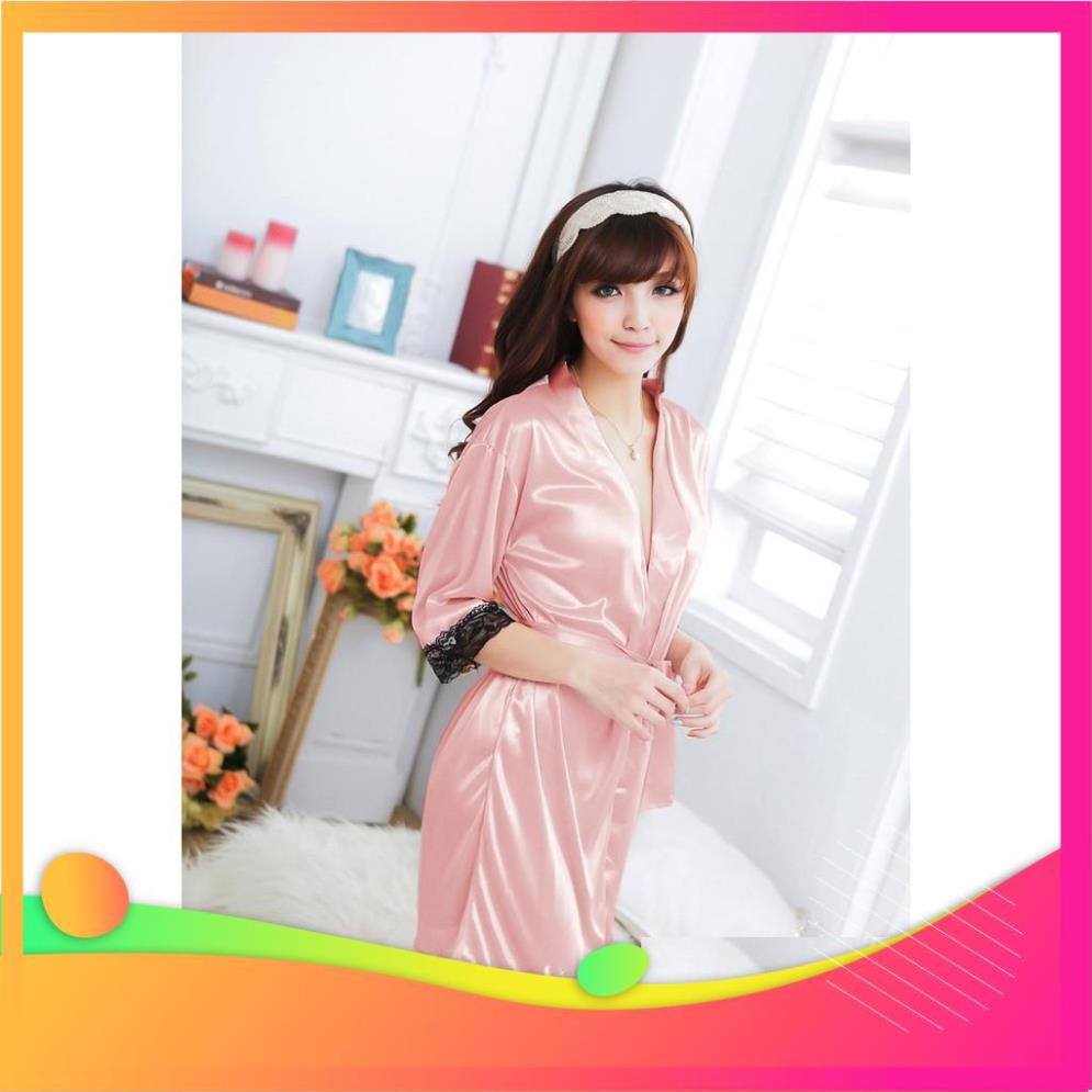 [ COSPLAY SEXY KATA - HÀNG CAO CẤP ] Áo choàng ngủ lụa satin phong cách kimono sexy