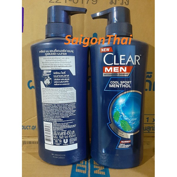 Dầu gội Clear Men Cool Sport Bạc Hà 400ml Thái Lan