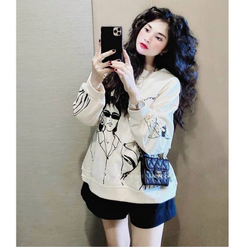 Áo Sweater Nỉ Cô Gái, Áo Nỉ Nữ Form Rộng Tay Phồng | BigBuy360 - bigbuy360.vn