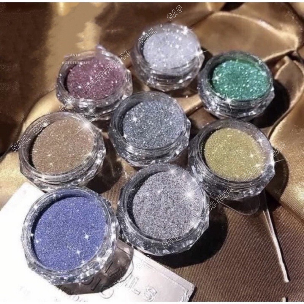 Set nhũ rắc flash siêu sáng 8 hũ tranh trí nail siêu sáng đa dạng màu sắc