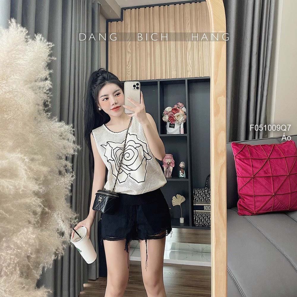 Áo len kiểu lưới hình bông hoa sát nách hàng QC!