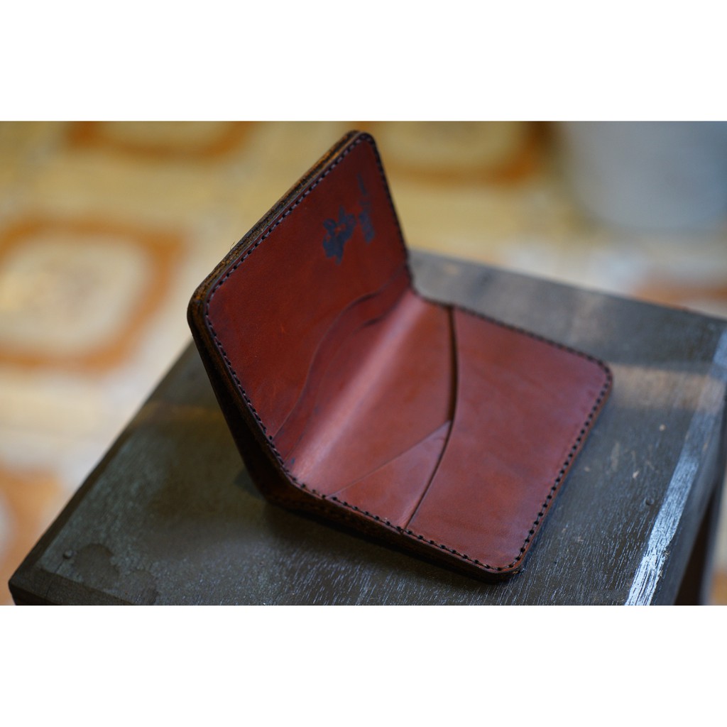 Ví nam nữ RAM Leather ONE handmade da bò nâu đỏ