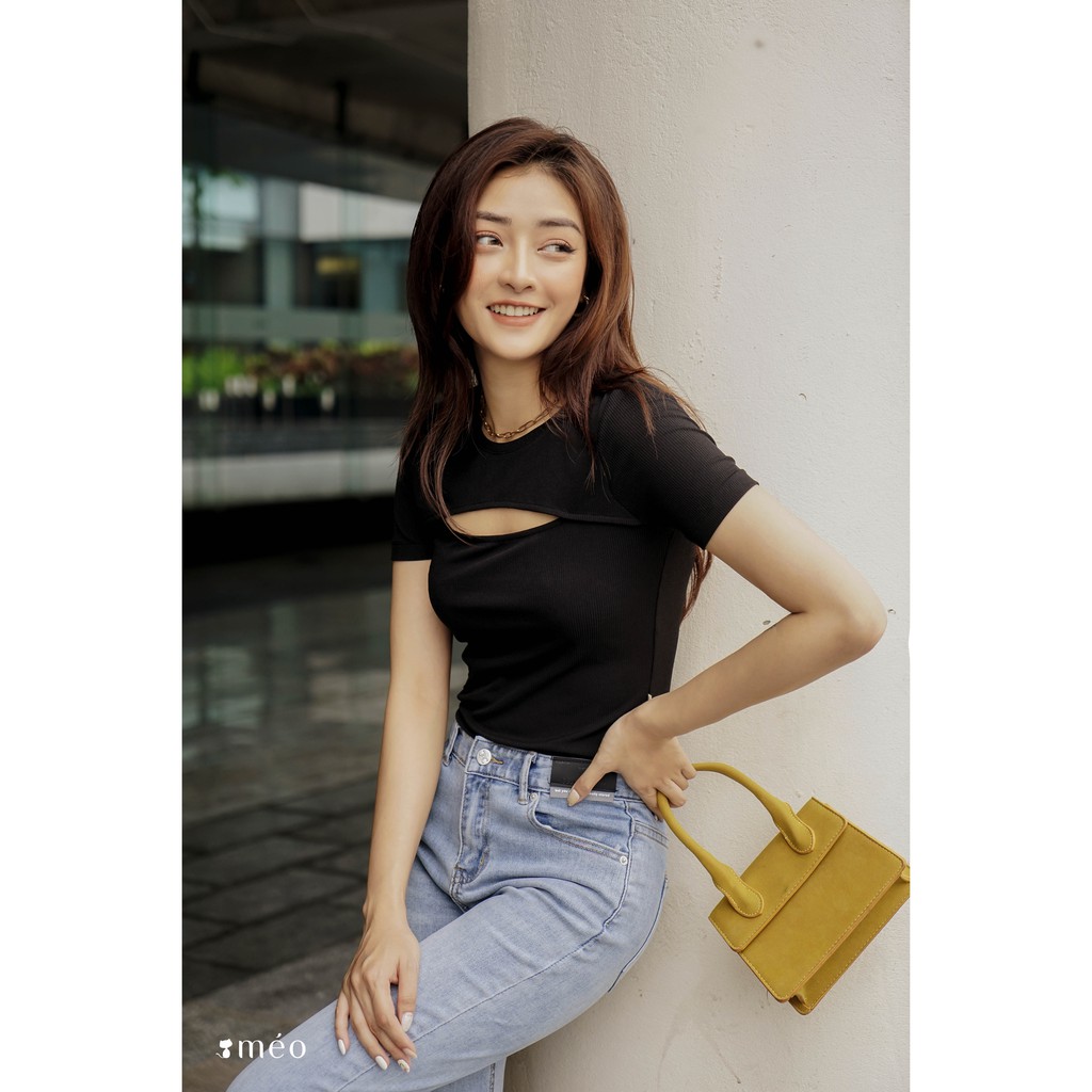 Áo dệt kim croptop ngắn tay Gin [Méo Shop]