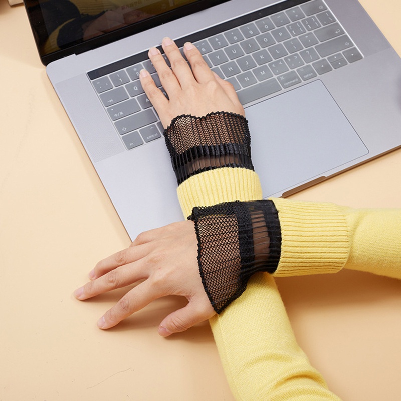 Găng Tay Lưới Rỗng Mỏng Xuyên Thấu Phối Ren Có Thể Tháo Rời Cho Nữ