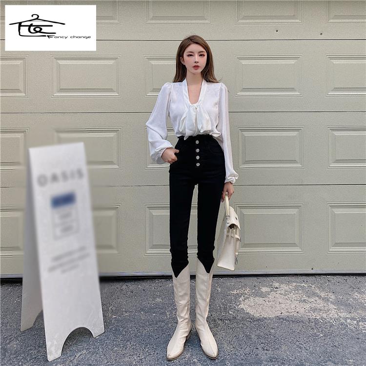 Hàng Có Sẵn Bán Chạy~Quần Jean Ôm Dáng Lưng Cao Co Giãn In Hình Hoa Phong Cách Mùa Xuân 2022 Hợp Xu Hướng Cho Nữ