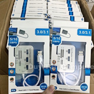 Hub Chia 1 Cổng USB 3.0 Thành 3 Cổng USB 3.0 Kèm Khe Đọc Thẻ Nhớ