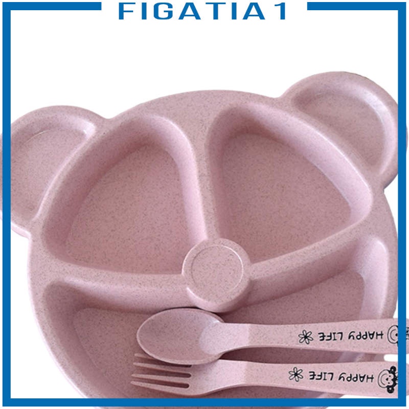 Bộ Đĩa Chia 3 Ngăn Chống Rò Rỉ Màu Hồng figatia1 Cho Bé