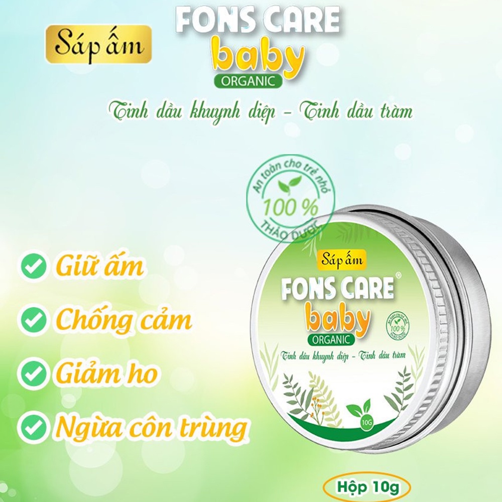 Sáp ấm cho bé Fons care baby chống cảm giảm ho từ dầu tràm dầu khuynh diệp dạng sáp làm ấm da dịu mẩn ngứa côn trùng đốt