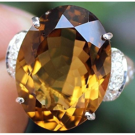 Nhẫn mạ bạc đính đá Topaz tự nhiên