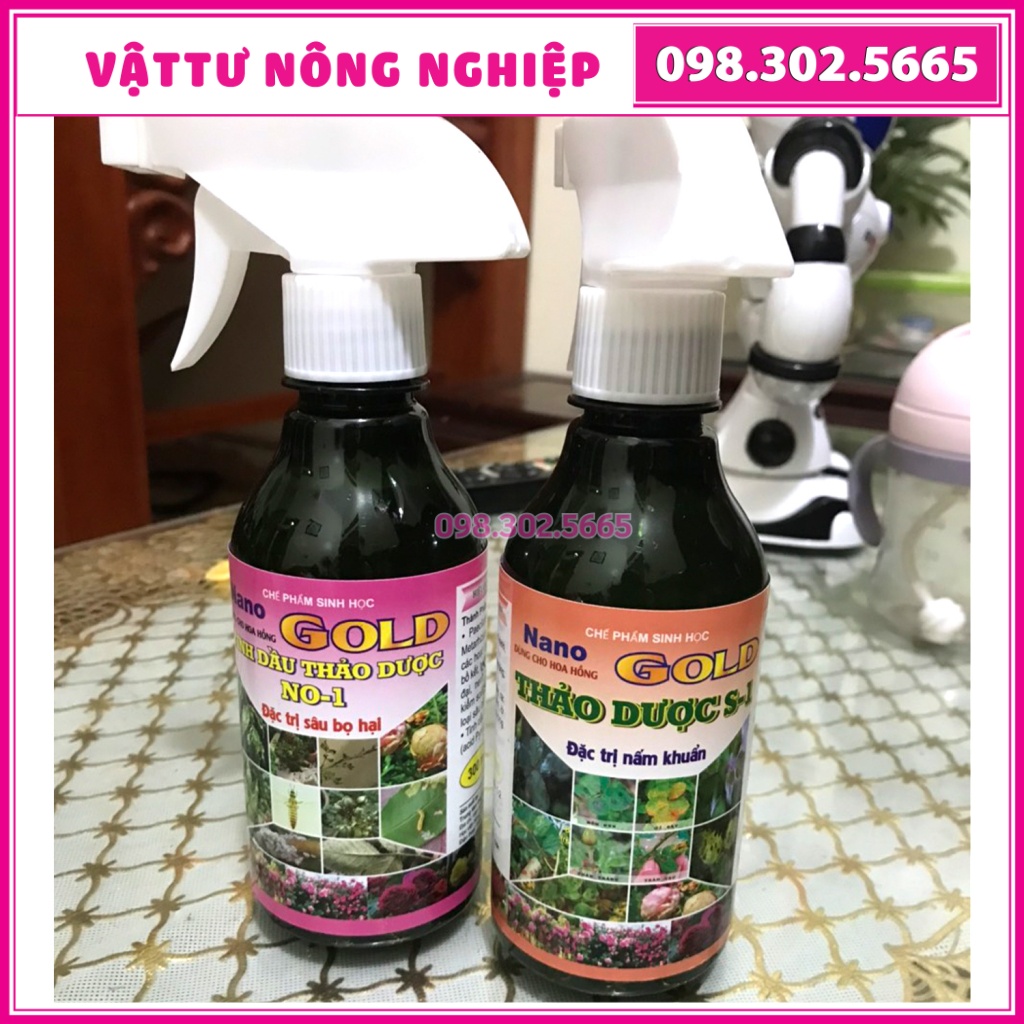 Combo 2 Chế phẩm thảo dược Nano Gold trừ sâu bọ + trừ nấm khuẩn dạng chai xịt thân thiện môi trường