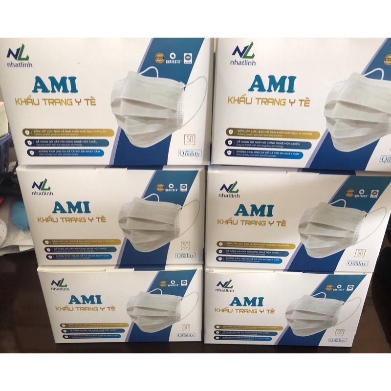 Khẩu trang y tế ami 4 lớp kháng khuẩn xám / đen /trắng | BigBuy360 - bigbuy360.vn