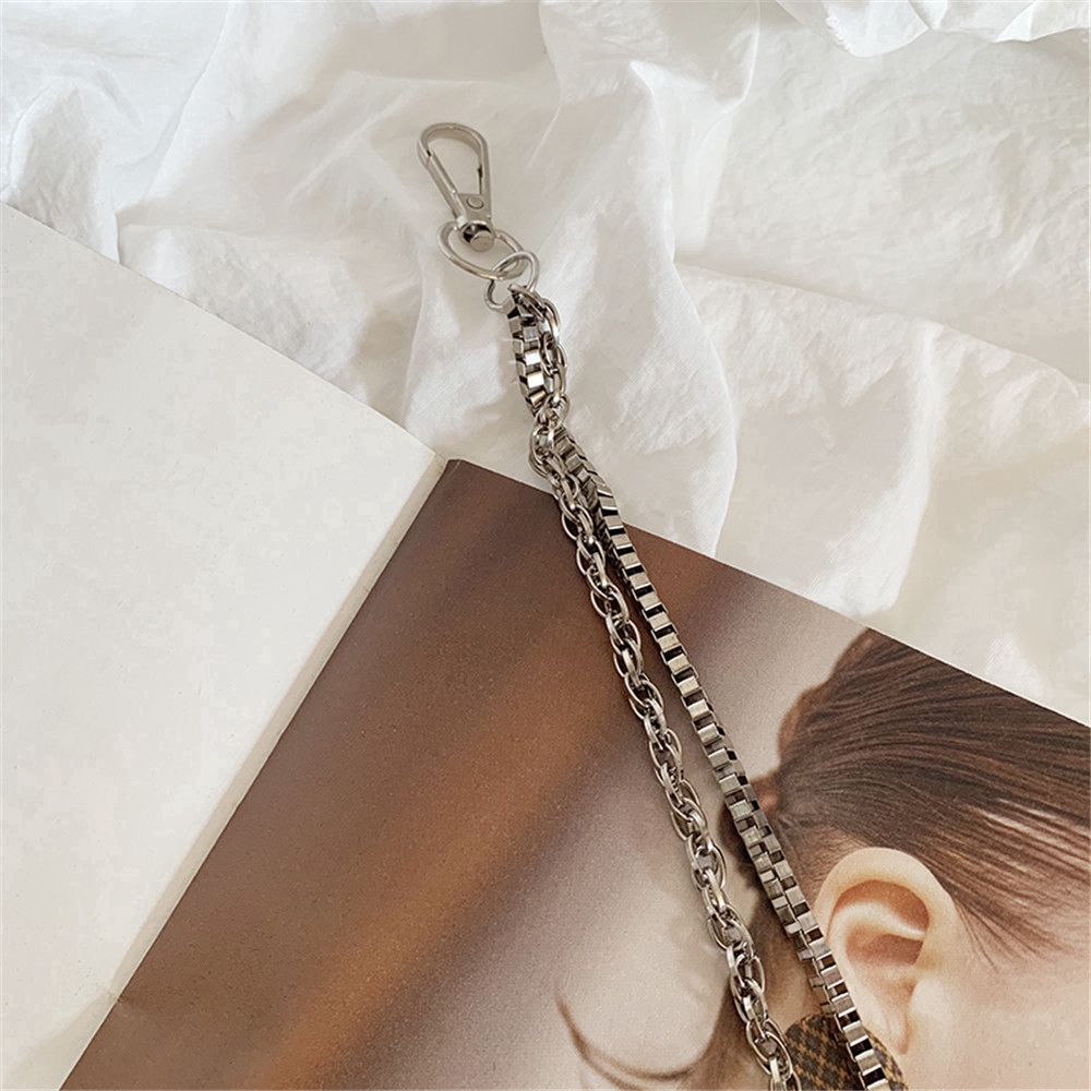 Dây xích đôi phong cách retro thiết kế trang trí hình chữ thập và lông vũ cá tính