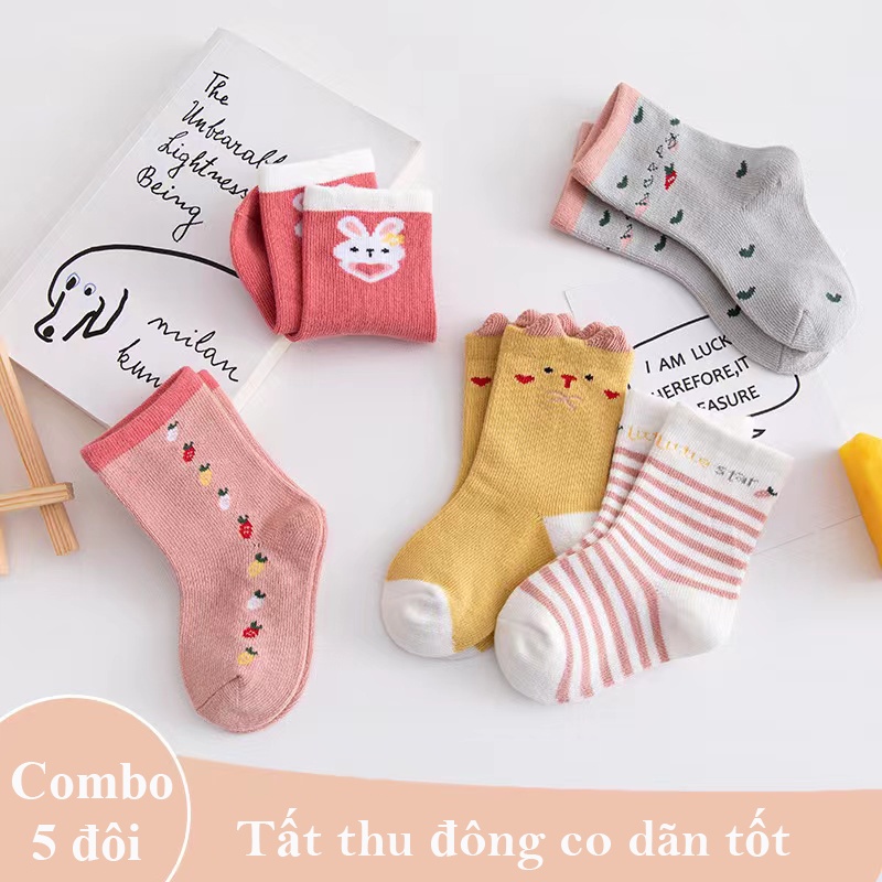 Tất trẻ em,Tất cho bé sơ sinh cotton không xù lông nhiều màu sắc