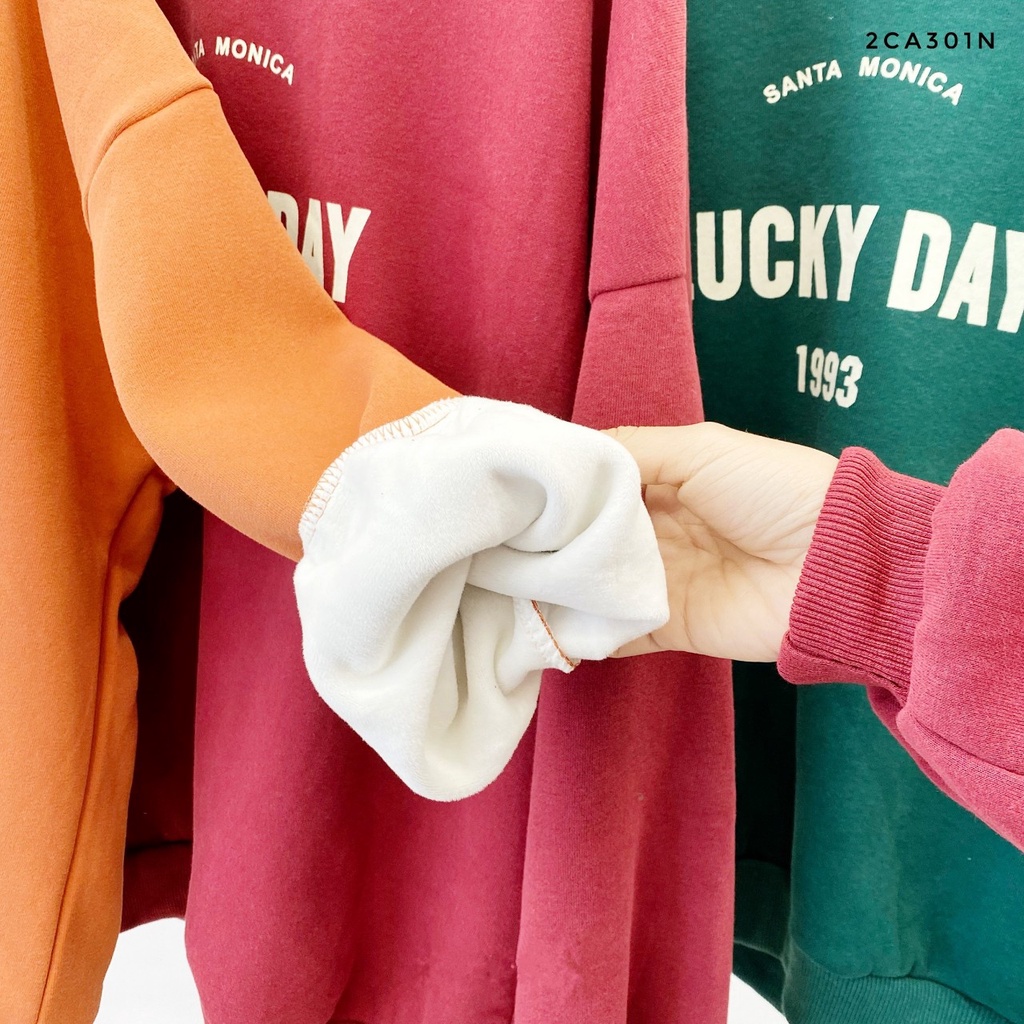 Áo nỉ unisex cổ tròn cho nam nữ hoạ tiết chữ lucky day Real Life Shop | BigBuy360 - bigbuy360.vn