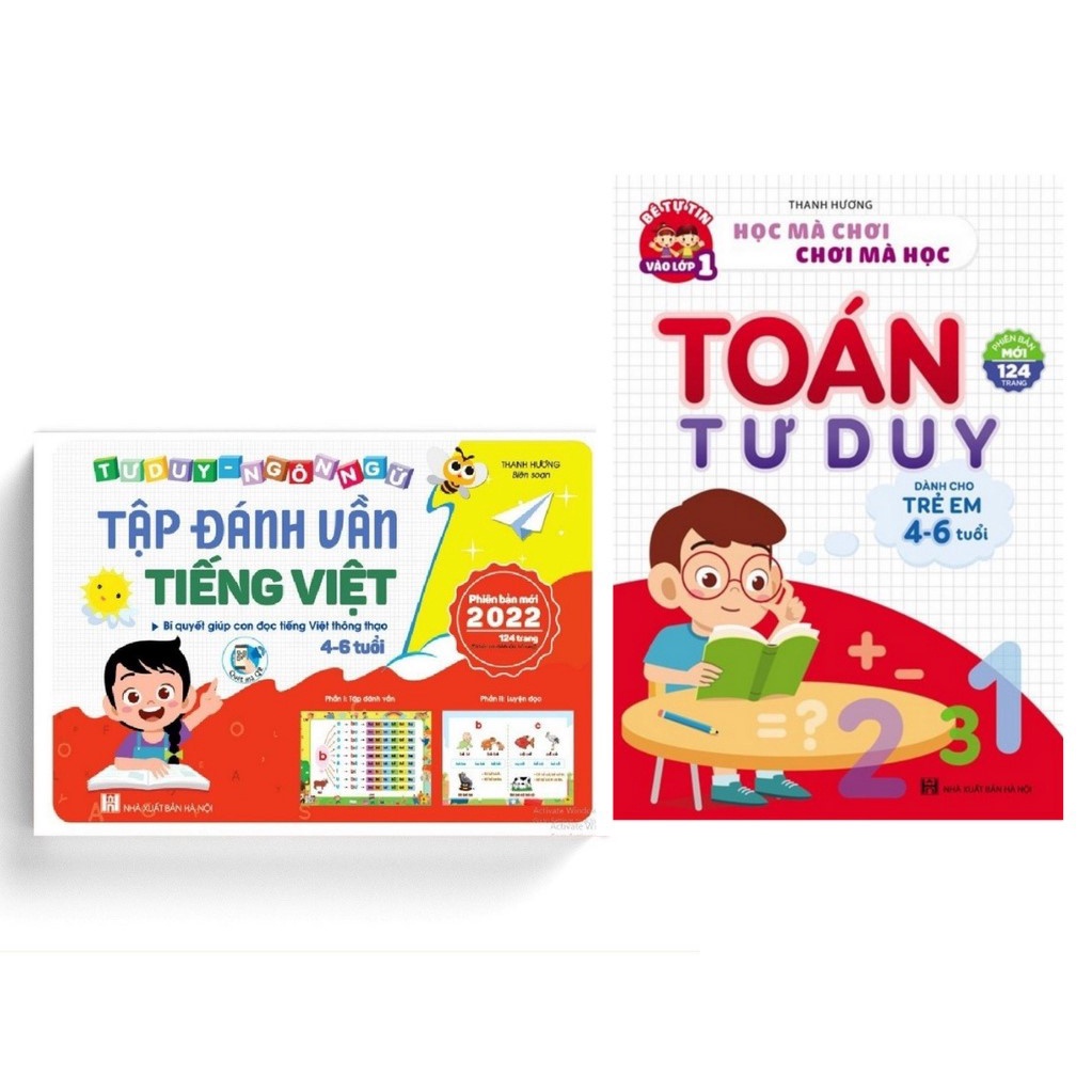 Sách - Tập đánh vần tiếng việt, Toán tư duy cho trẻ 4-6 tuổi (Combo 2 cuốn)