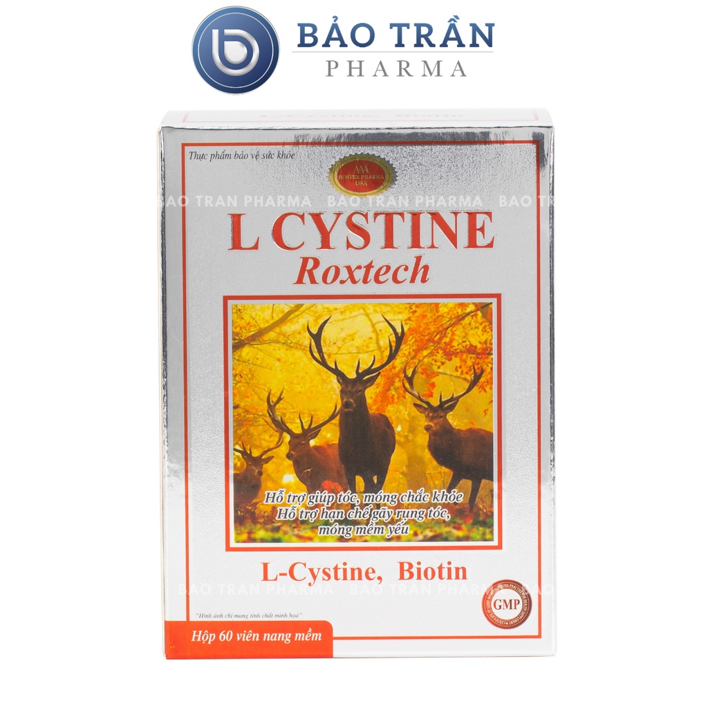 Viên uống L cystine Roxtech giảm rụng tóc, bổ sung L-cystine, biotin, vitamin E làm đẹp tóc, móng da