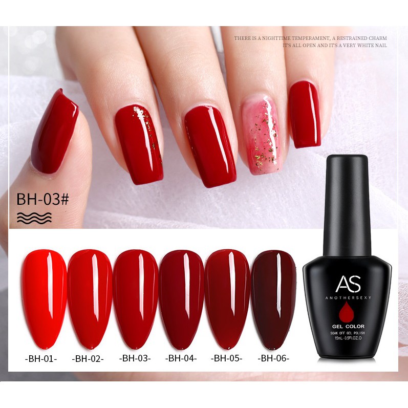 Sơn gel AS sơn móng tay gel dùng máy hơ gel sơn nail tone đỏ đỏ chery đỏ rượu vang đỏ đô phụ kiện nail VUA SƠN AS mã BH