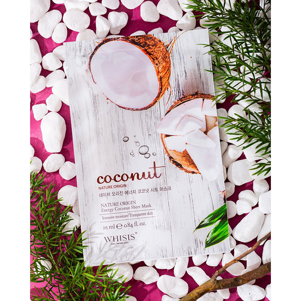 Combo 10 Mặt Nạ Tinh Chất Dừa WHISIS Nature Origin Energy Coconut Sheet Mask Cấp Ẩm 25ml/miếng