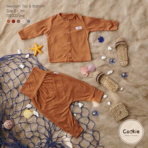 *DollarBaby* Bộ sơ sinh Cookie cạp cao cài thẳng