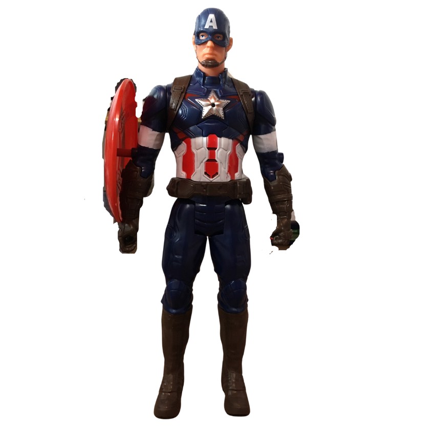 Mô Hình Captain America Đội Trưởng Mỹ Nhựa Đặc Cao 30cm Có Đèn Led Đỏ Và Phát Nhạc Vui Nhộn