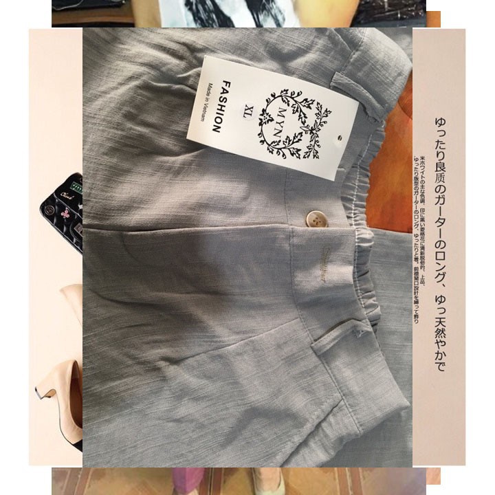 Quần đũi Nhật, ống rộng, dài RUMINE - Quần culottes đũi dáng dài ống rộng siêu Hot dáng suông - cạp chun khoá siêu mát | BigBuy360 - bigbuy360.vn