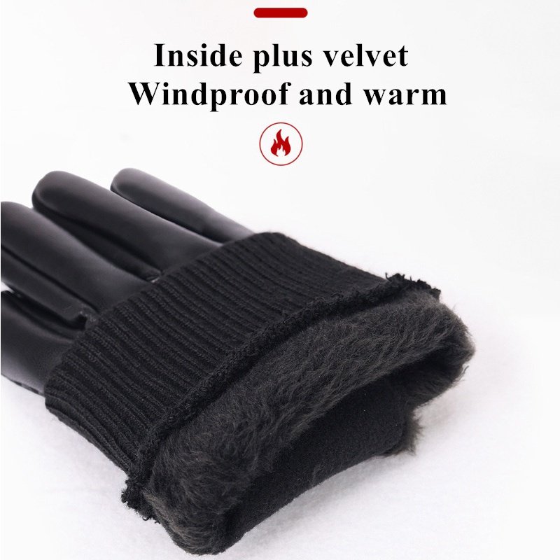 1 Đôi Găng Tay Da PU Chống Gió Giữ Ấm Cảm Ứng Màn Hình