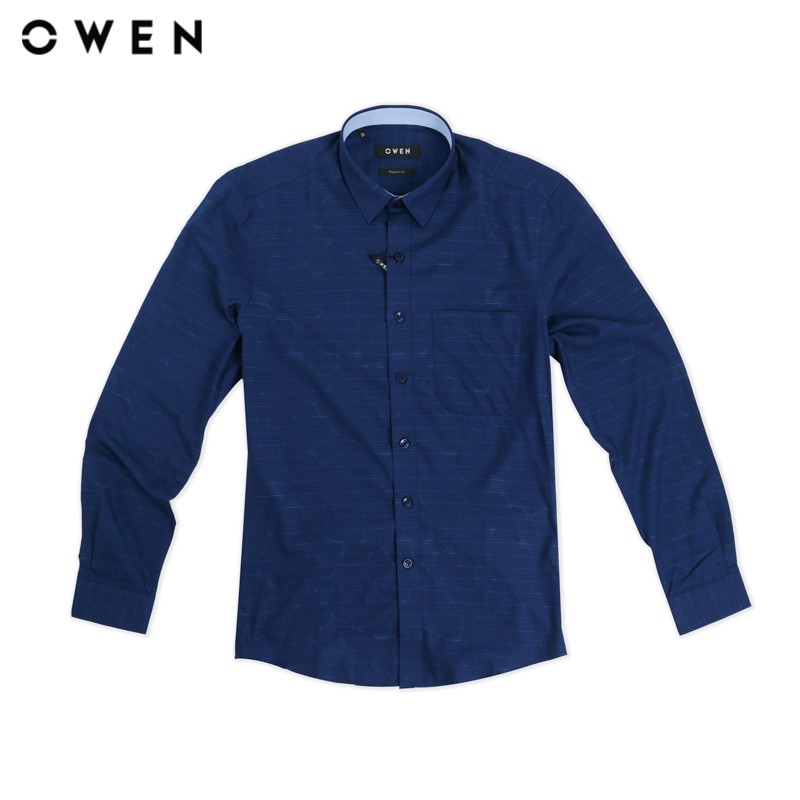 Áo sơ mi dài tay nam Owen chất Bamboo dáng Regularfit màu xanh - AR80832D