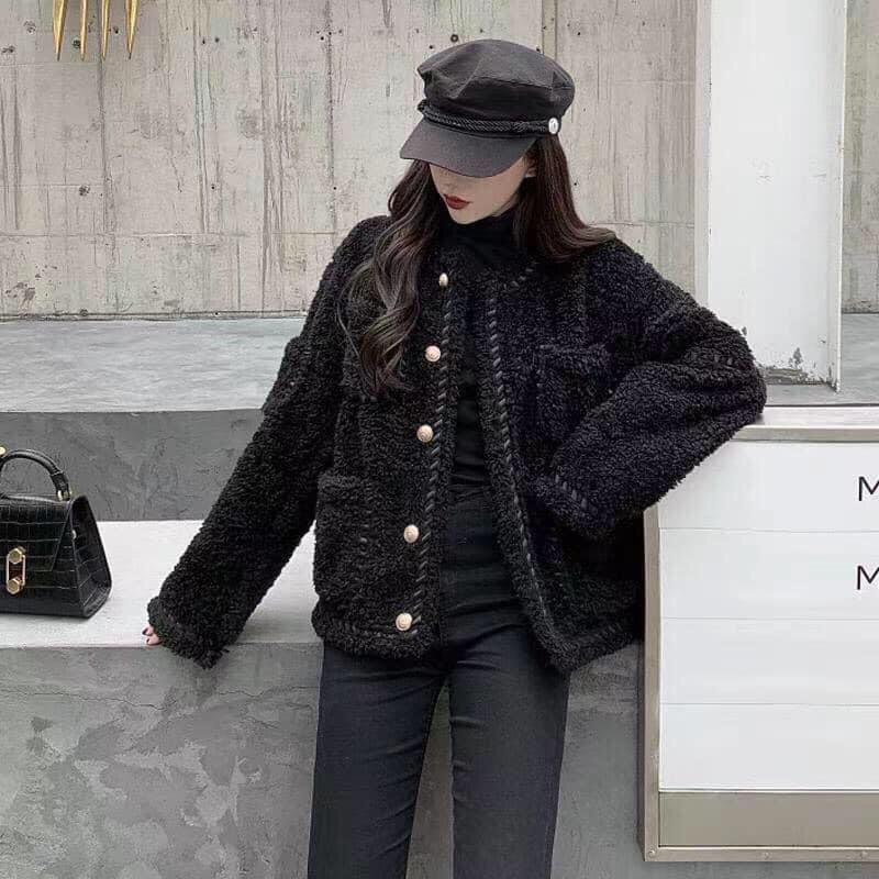 Áo dạ Tweed khuy đồng siêu sang