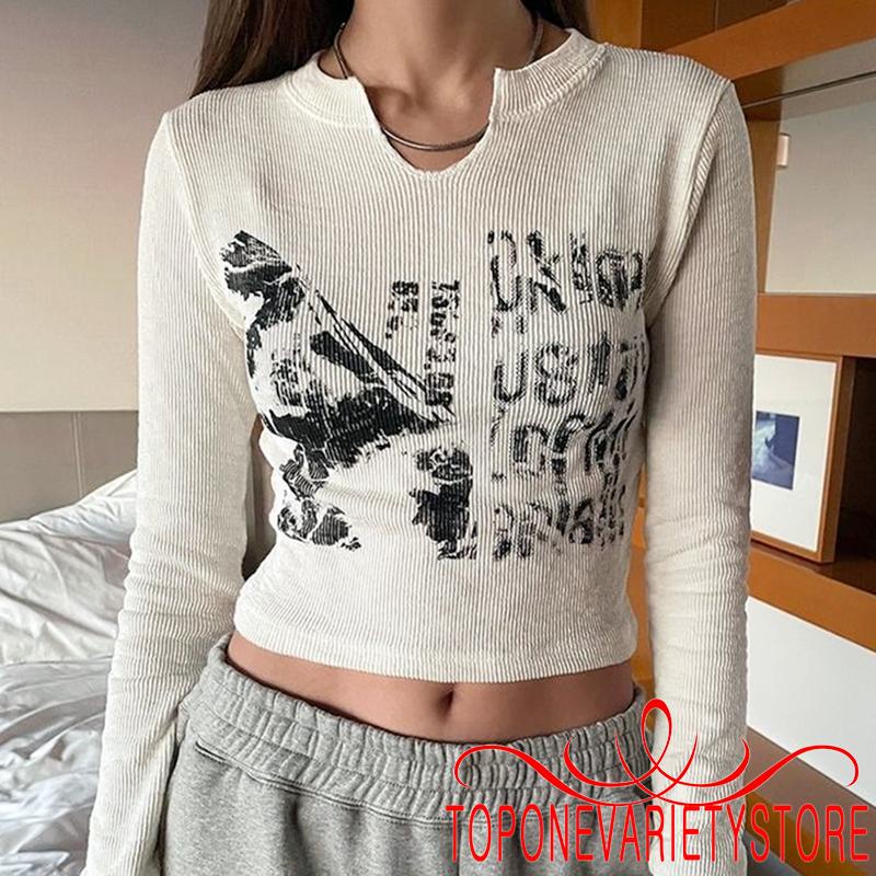 Áo Croptop Tay Dài Màu Sắc Thời Trang Cho Nữ