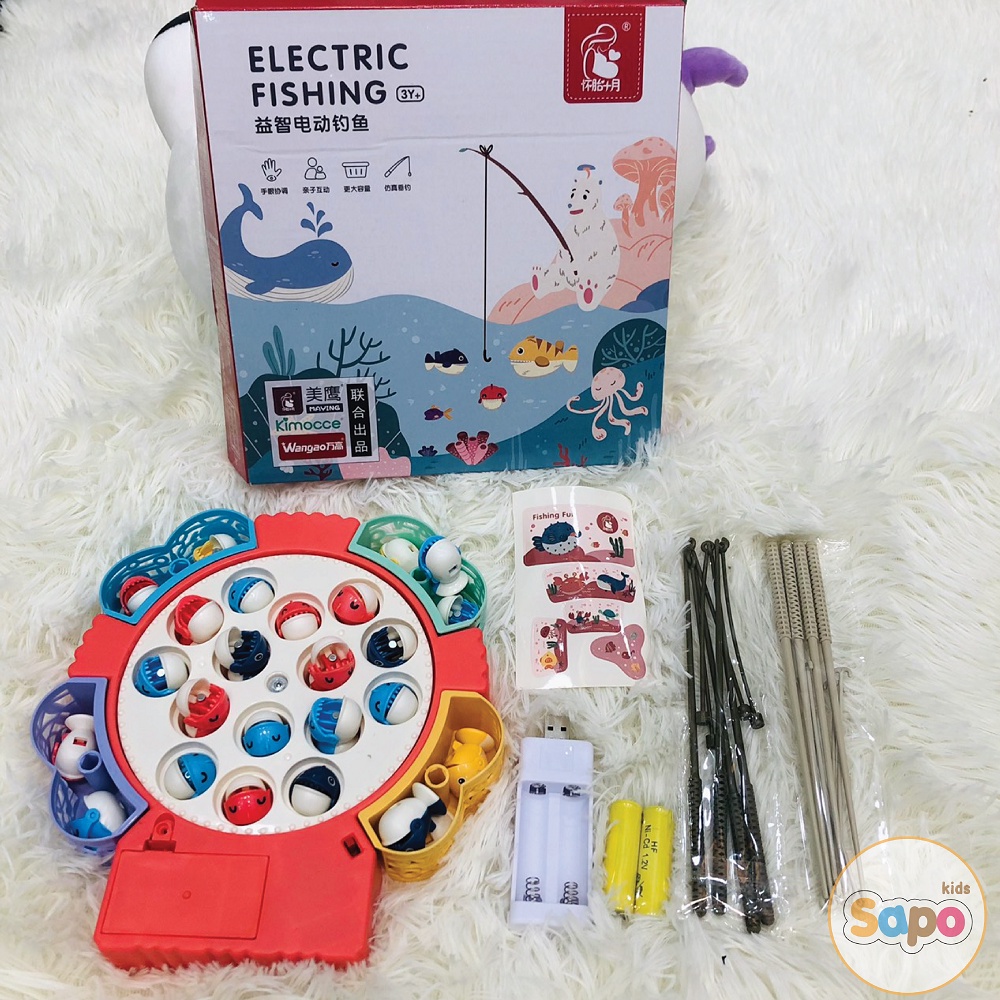 Bộ đồ chơi câu cá điện thông minh bằng nam châm,trò chơi giáo dục cho trẻ nhỏ sapo kids(tặng kèm pin sạc)