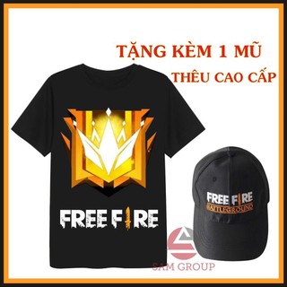 HOT- Combo áo thun tặng nón Free Fire Tặng 1 nón Free Frie khi mua 1 áo thun đen in hình Rank thách đấu - mẫu áo chất