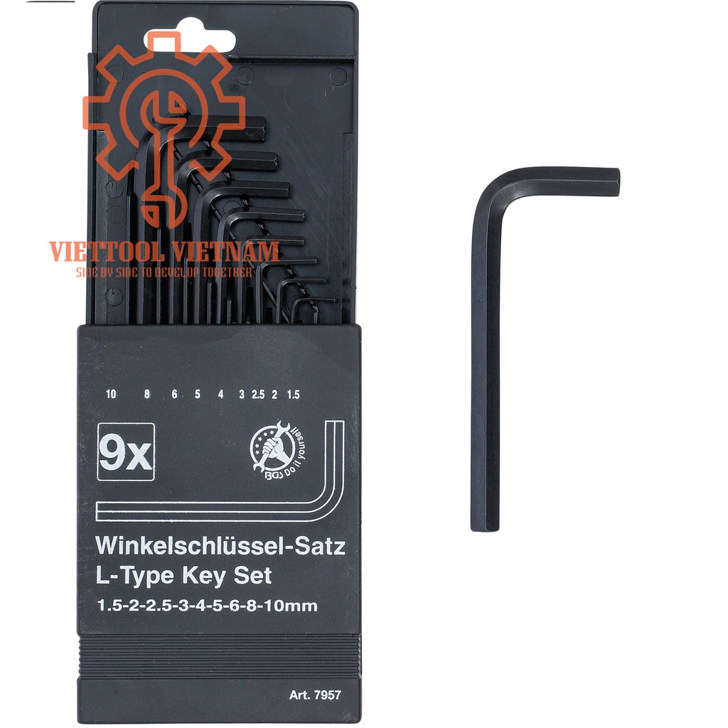 Bộ lục giác 9 chi tiết BGS technic model 7957 viettool nhập khẩu trược tiếp đức, bộ dụng cụ vặn ốc, bộ lục giác