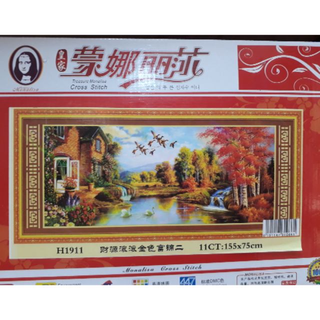 Tranh thêu kín phong cảnh (155 x 66)