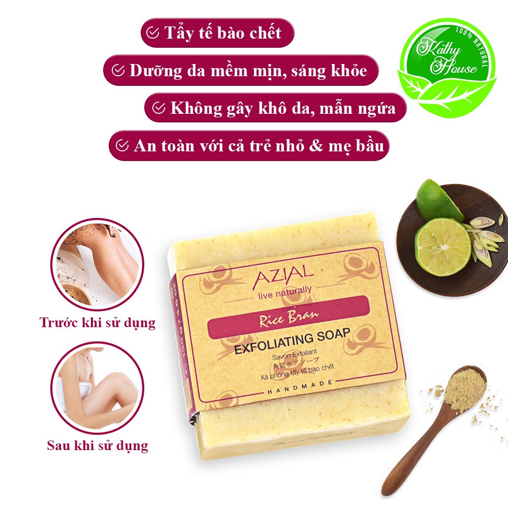 Xà phòng cám gạo tẩy tế bào chết AZIAL Rice Bran Exfoliating Soap, cho làn da sáng khỏe mềm mịn | BigBuy360 - bigbuy360.vn