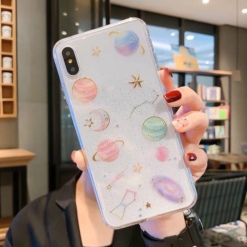 Ốp Điện Thoại Họa Tiết Hành Tinh Lấp Lánh Cho iPhone yptr