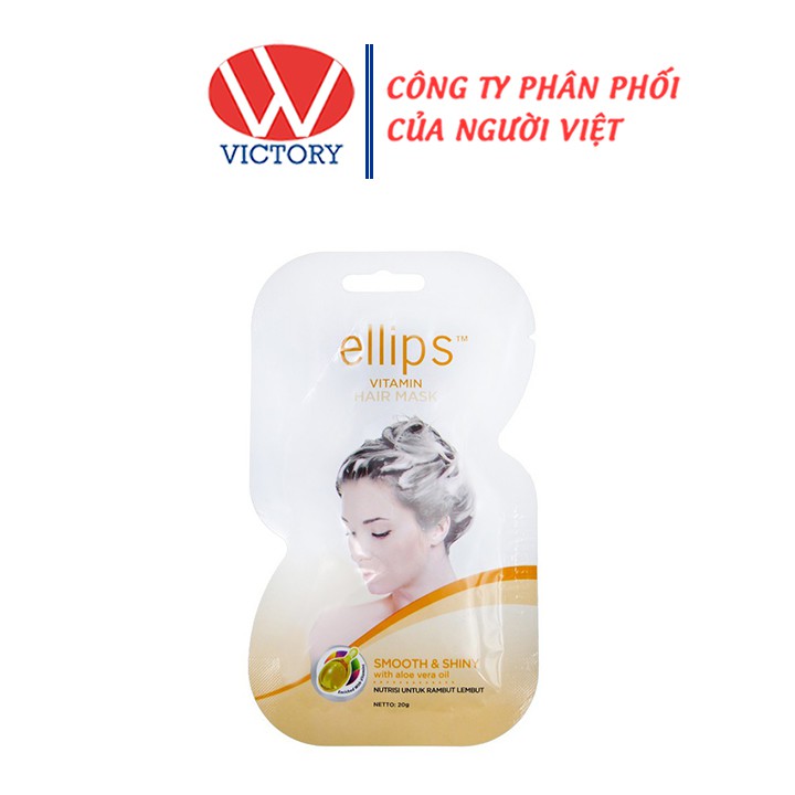 Mặt Nạ Ủ Tóc Ellips Smooth &amp; Shiny / Ellips màu vàng (Hộp 12 Gói) - Giúp tóc suôn mượt, vào nếp - Victory Pharmacy