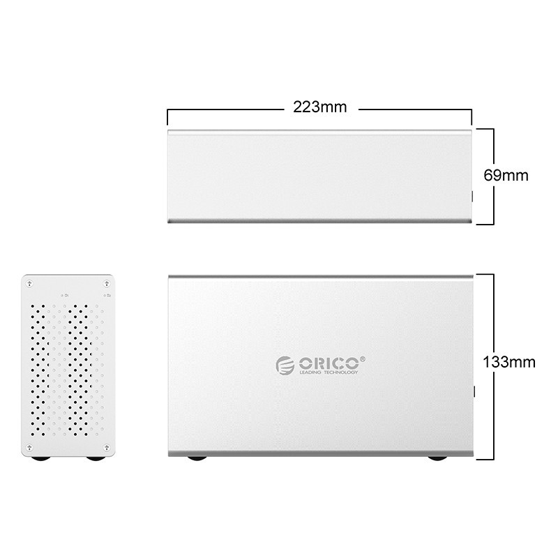 Hộp ổ cứng 3.5&quot; 2 khe cắm SATA 3 USB 3.0 Type B ORICO WS200RU3-EU-SV( BẠC) - Nhà Phân Phối Chính Hãng