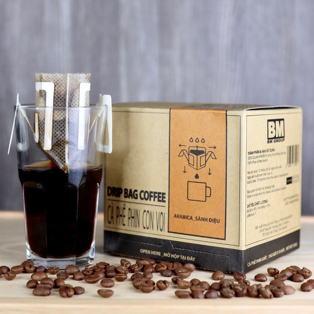 Cà Phê Phin Giấy - Hộp 10 Phin - BM SÀNH ĐIỆU, hạt cà arabica hái chín, rang mộc, nguyên chất - BM GROUP | BigBuy360 - bigbuy360.vn