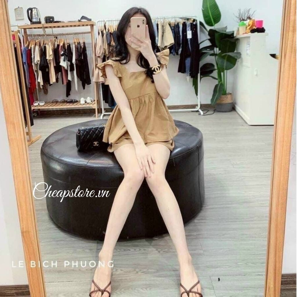 Set đũi xịn cánh tiên 2 dây bèo cổ vuông _ Bộ đũi babydoll cánh tiên hàng đẹp hottrend 2021 A41 | BigBuy360 - bigbuy360.vn