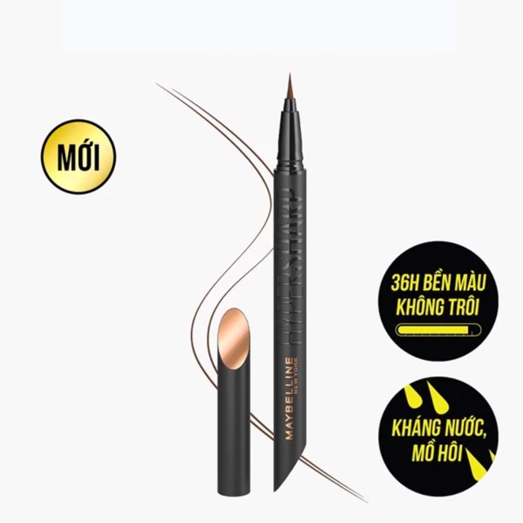 Bút Kẻ Mắt Nước Siêu Sắc Mảnh Maybelline New York Hyper Sharp Liner Extreme Bền Màu Không Lem Lâu Trôi 36h 0.4g