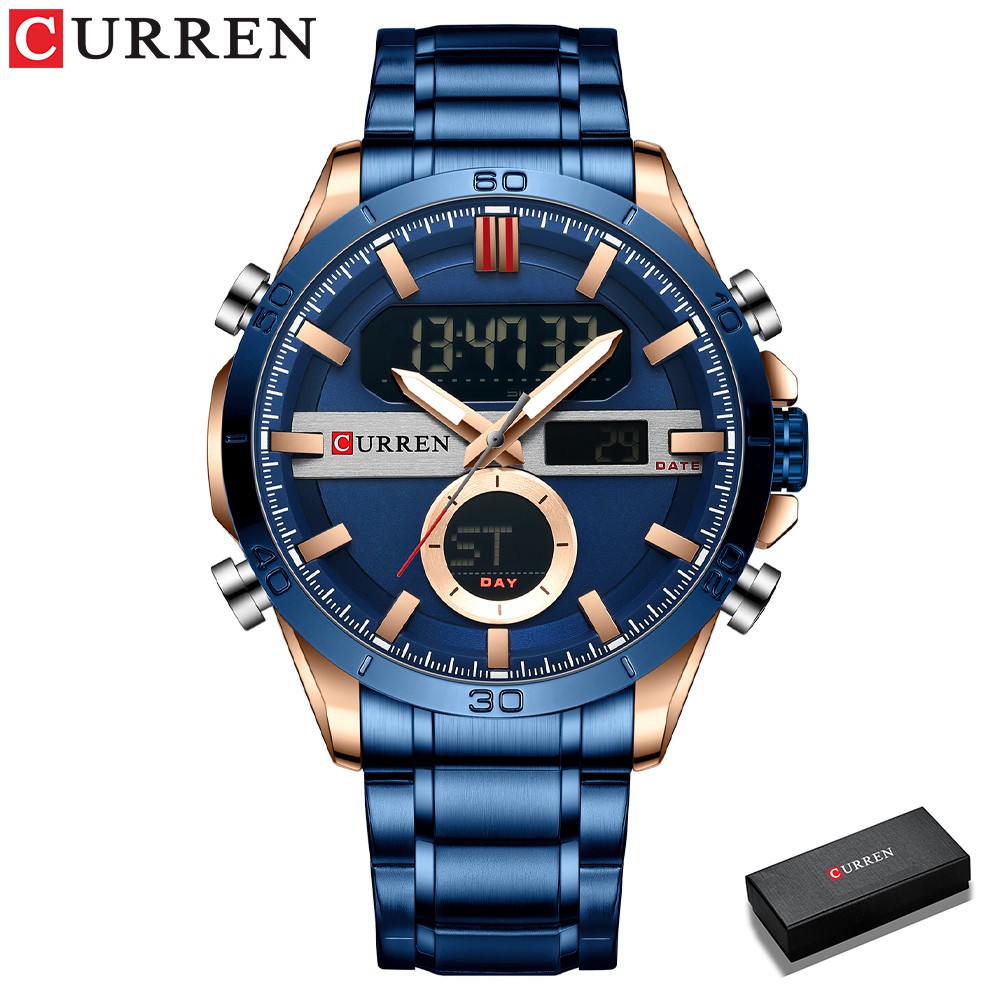 Đồng Hồ Kỹ Thuật Số CURREN 8384 Bằng Thép Không Gỉ Chống Thấm Nước Cho Nam