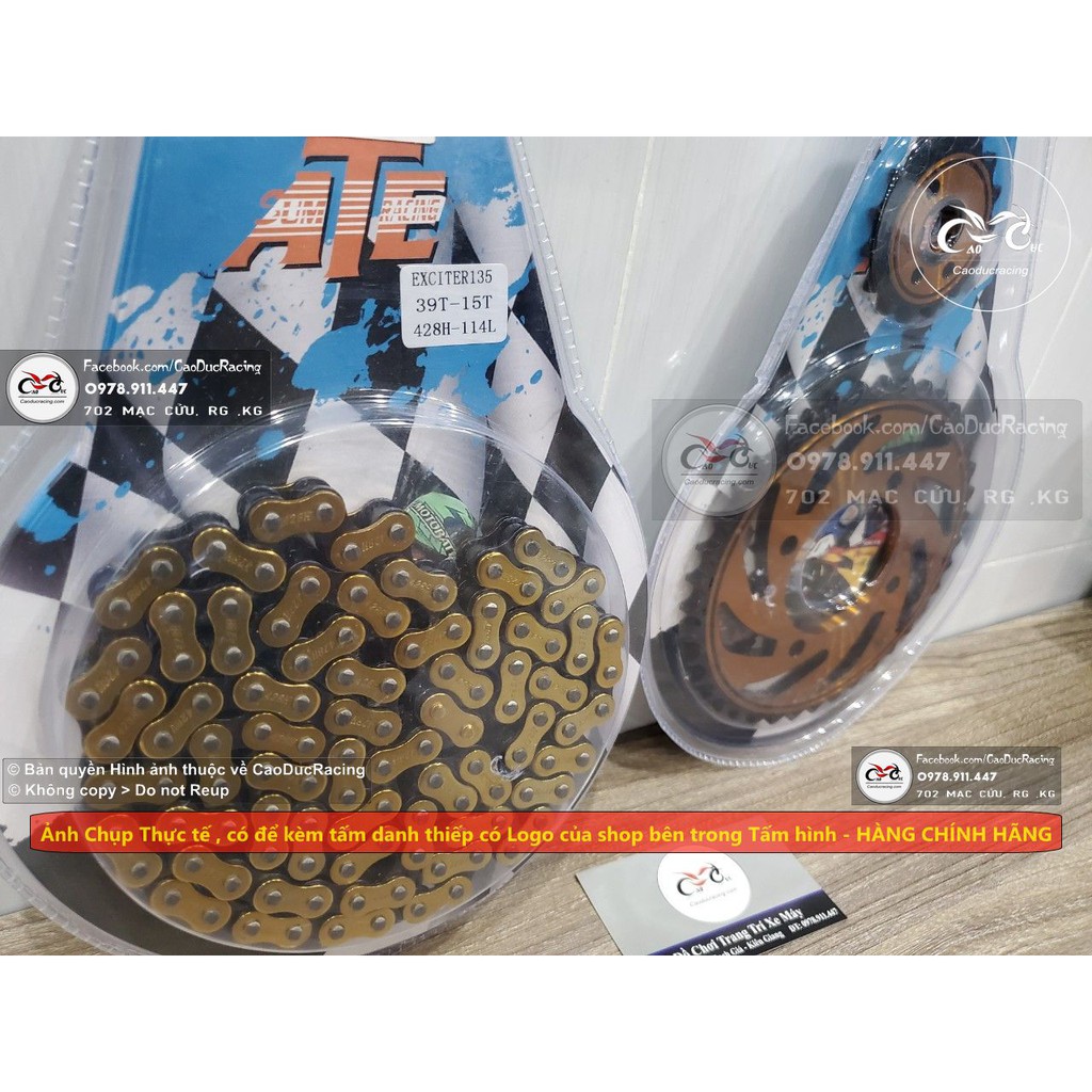 BỘ nhông sên đĩa EX135 thông số zin MÀU VÀNG hãng ATE 9LY nsd