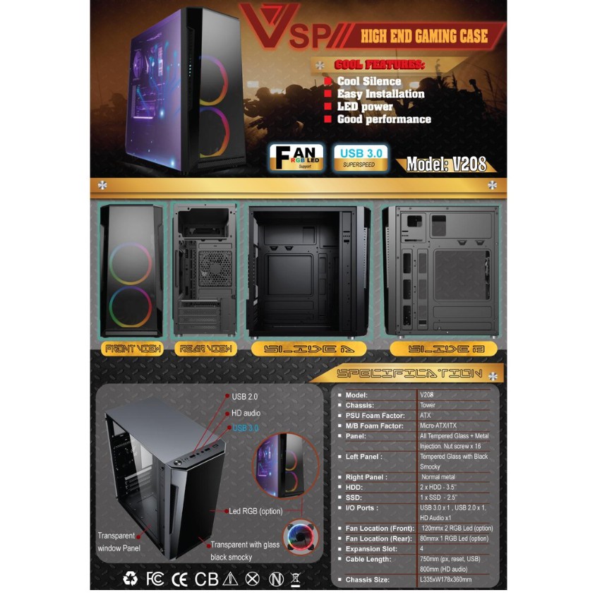 Vỏ Case máy tính VSP V208 - USB 3.0