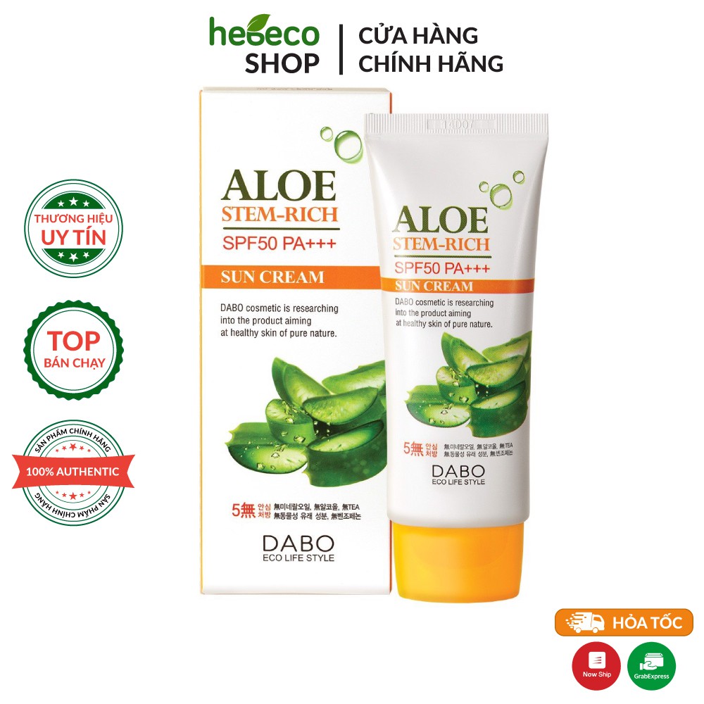 KEM CHỐNG NẮNG DƯỠNG DA LÔ HỘI  DABO ALOE STEM RICH 70ML - HÀN QUỐC CHÍNH HÃNG