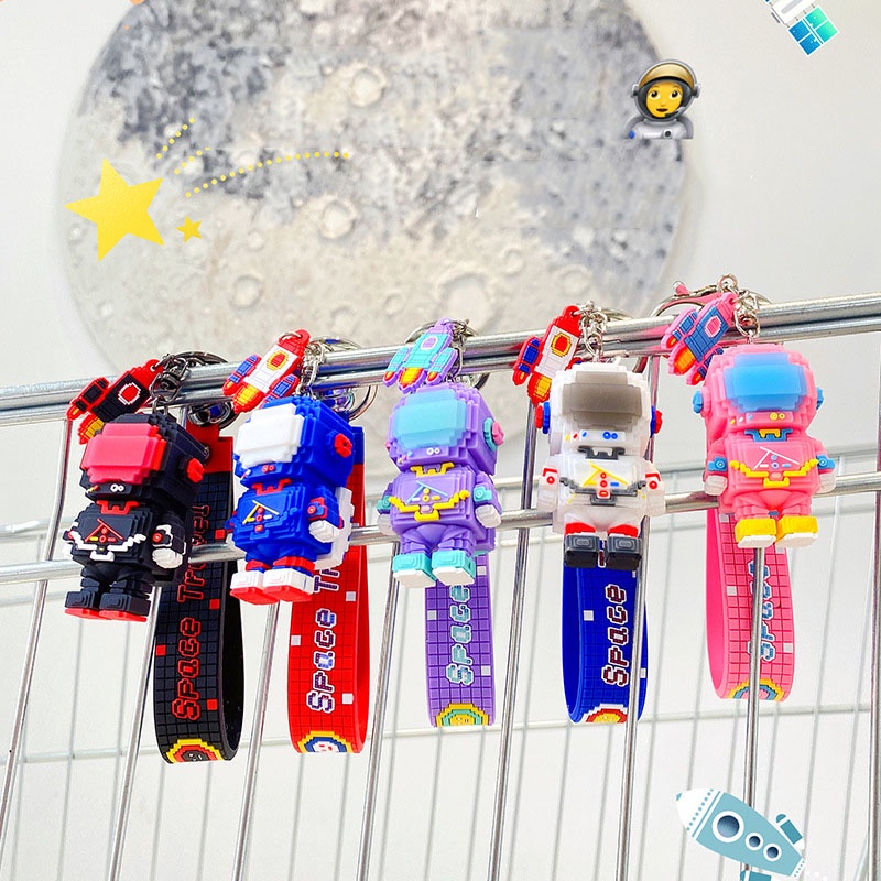 Móc khóa mô hình Lego Space Travel nhiều màu sắc làm quà tặng bạn bè người thân trang trí balo - Ráp