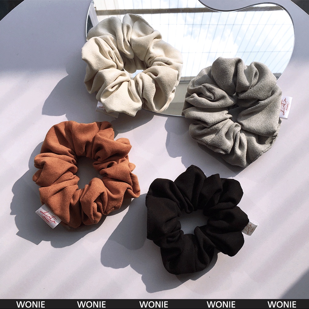 WONIE - Dây chun buộc tóc Da lộn Scrunchies Handmade