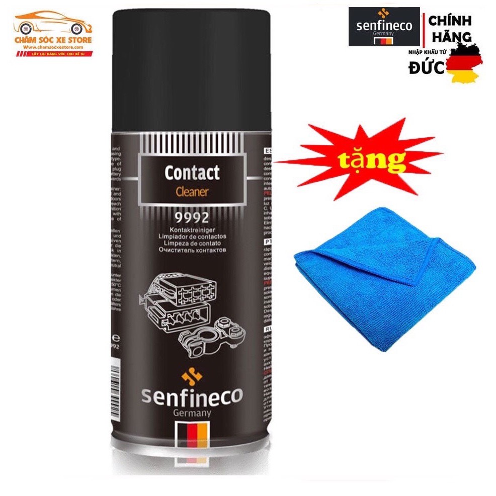 Senfineco 9992 - Vệ sinh bề mặt mạch điện, giắc, khớp nối điện khô nhanh Senfineco Contact Cleaner 450ml Tặng Khăn