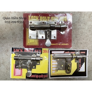 Chốt cửa, chốt cổng ngang, chốt bản có móc ổ khoá. Inox 304 không lo rỉ sét