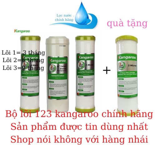 COMBO  1 Bộ Lõi Lọc Nước 123 Kangaroo { Chính hãng } - Tặng Kèm 1 Lõi Số 1 Kangaroo